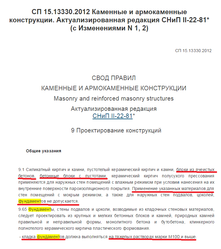 Требования СНиП