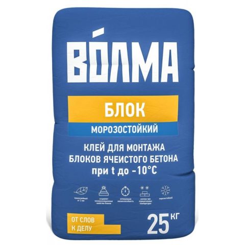 Клей для монтажа блоков из ячеистого бетона Волма