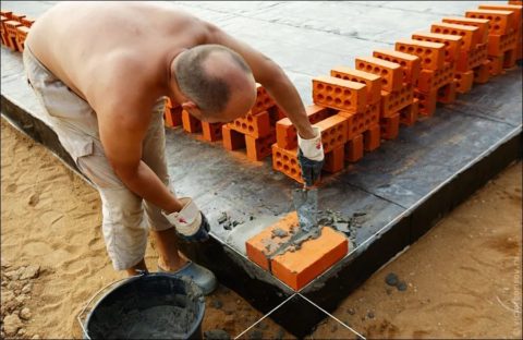 Начало монтажа цоколя