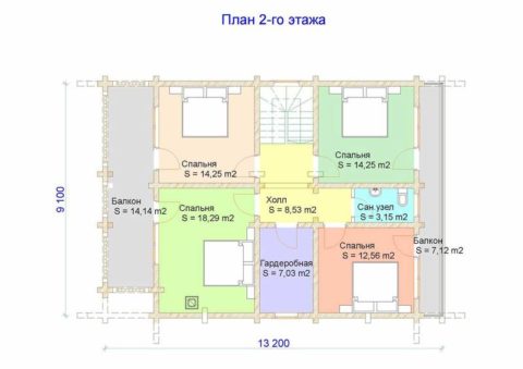 Спальни на втором этаже Спальни на втором этаже