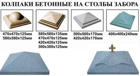 Типоразмеры бетонных колпаков Типоразмеры бетонных колпаков