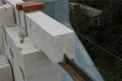 Укладка блока на уголки с пропилом по центру Укладка блока на уголки с пропилом по центру